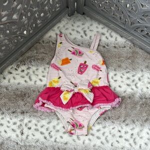 Mud Pie ice cream one piece swimsuit girls 3T tropical tutu beach pool party